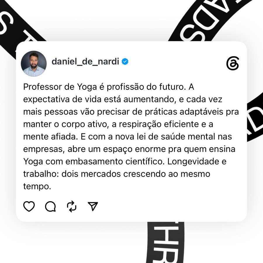Publica&ccedil;&atilde;o do Prof. Daniel De Nardi: professor de Yoga &eacute; profiss&atilde;o do futuro